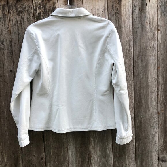 Nicola Berti Vintage White Leather Jacket Medium - Picture 5 of 7